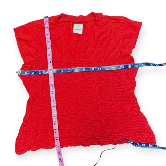 MAEVE BY ANTHROPOLOGIE Women’s Red Smocked Muscle Tee Size XS - Picture 7 of 7